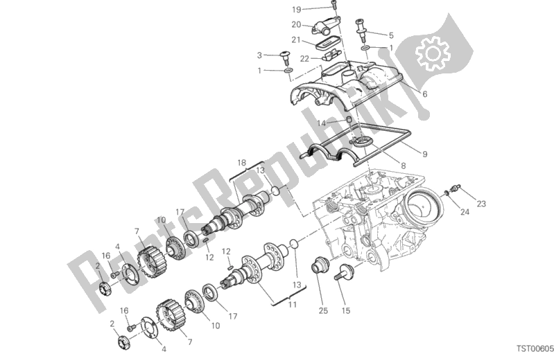 All parts for the Vertical Cylinder Head - Timing of the Ducati Multistrada 950 SW Thailand 2017